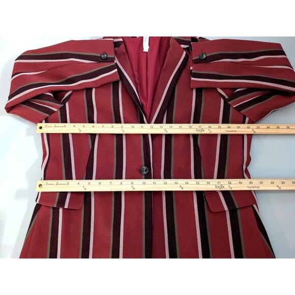 Mural Blazer Jacket Womens XXL Red Striped Suit Jacket Academia Office Workwear - Picture 12 of 15